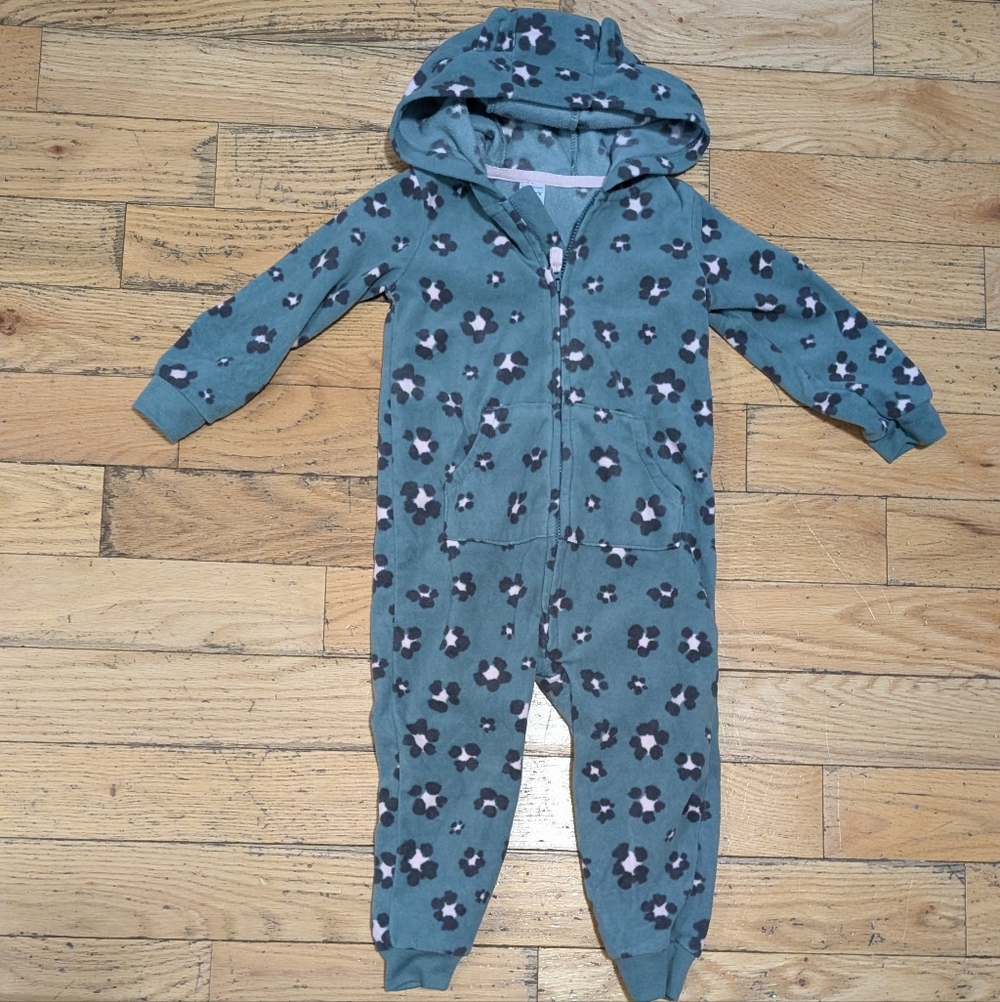 EUC Hooded One Piece Floral fleece 24M *S4